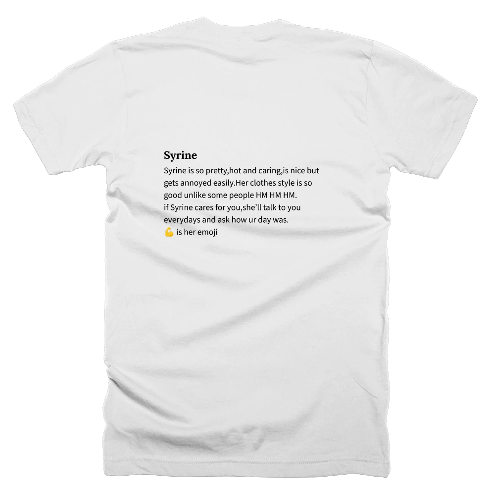 T-shirt with a definition of 'Syrine' printed on the back