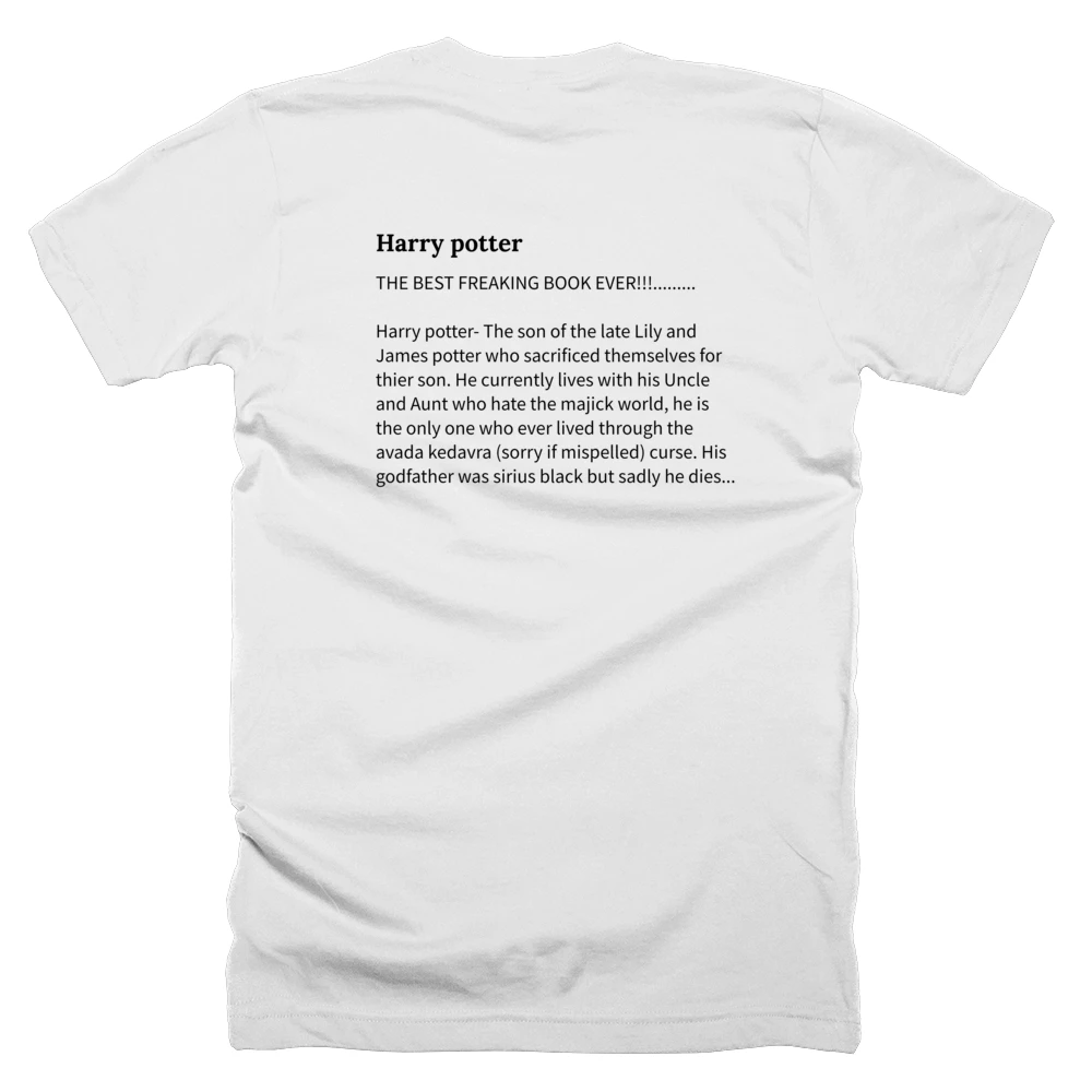 T-shirt with a definition of 'Harry potter' printed on the back