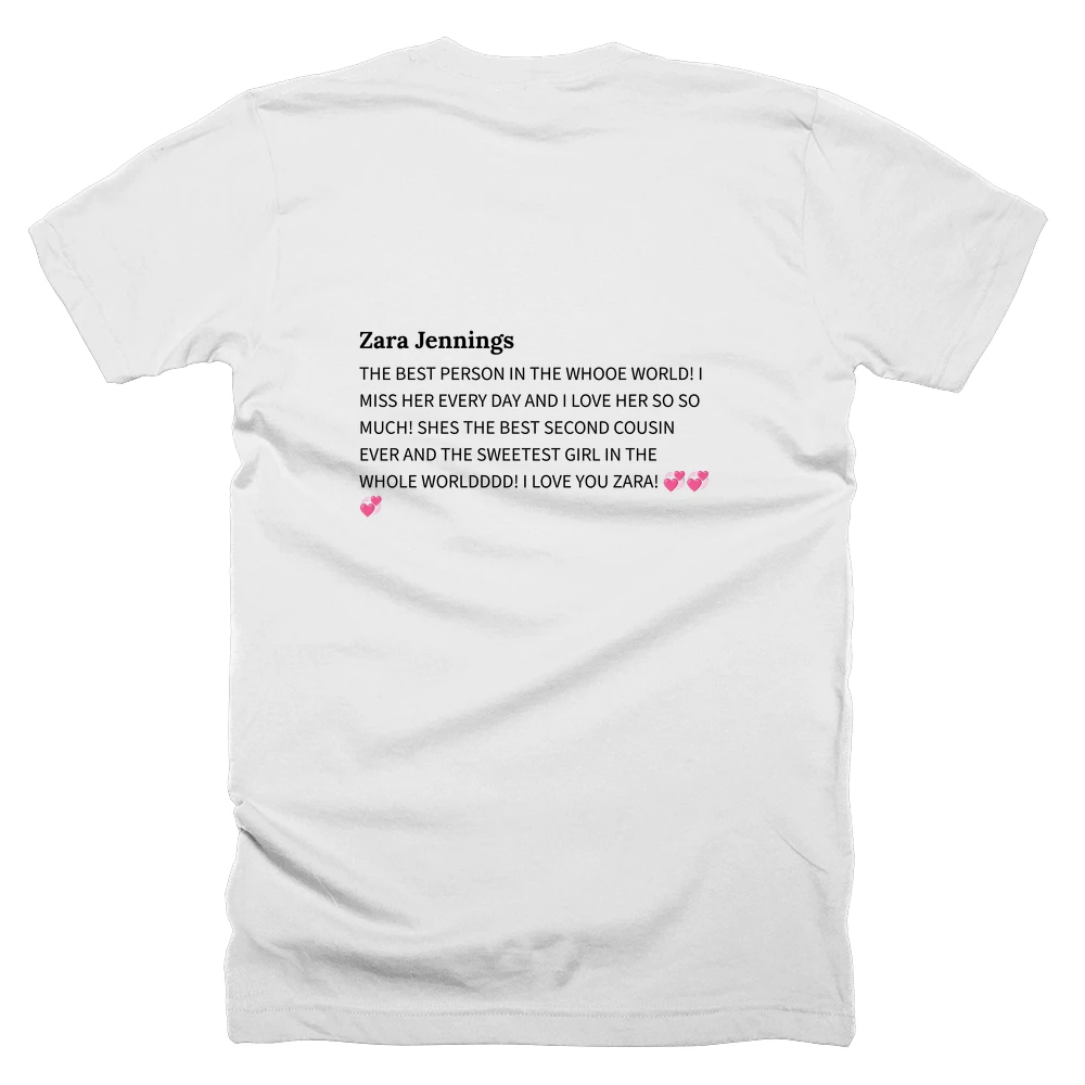 T-shirt with a definition of 'Zara Jennings' printed on the back