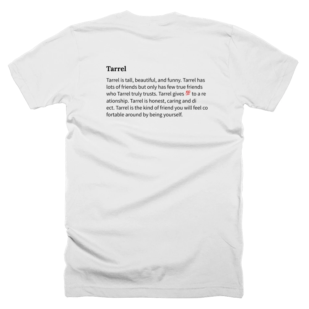 T-shirt with a definition of 'Tarrel' printed on the back