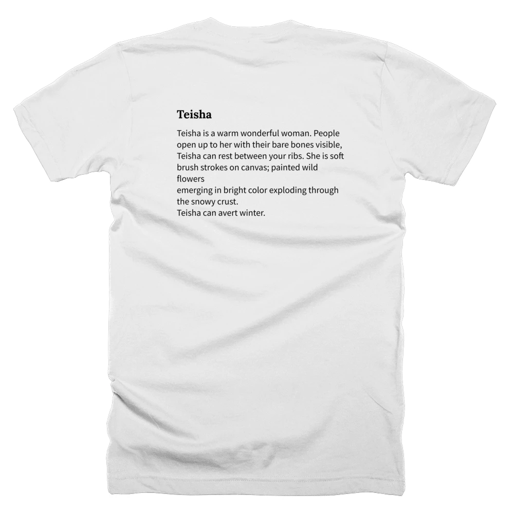 T-shirt with a definition of 'Teisha' printed on the back