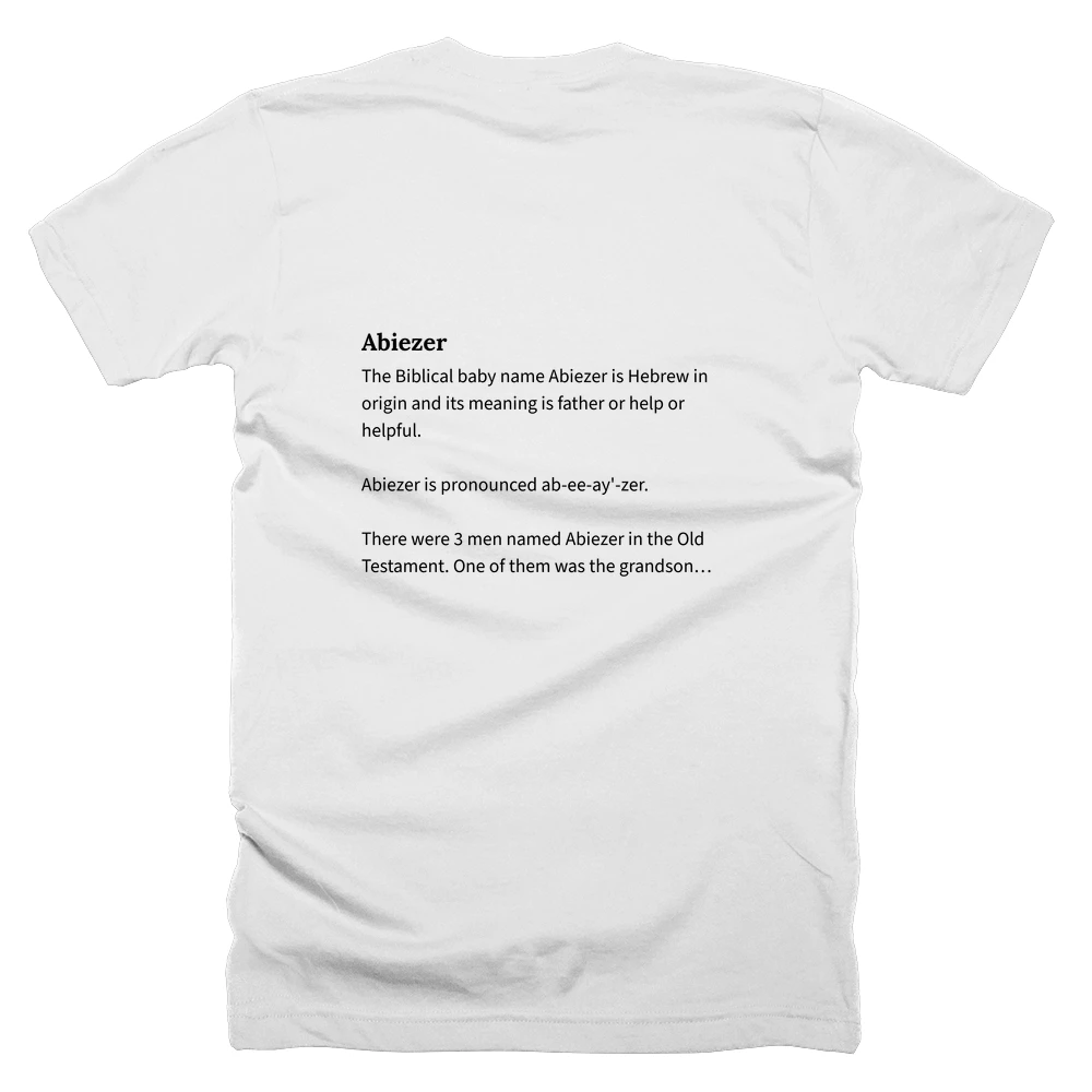 T-shirt with a definition of 'Abiezer' printed on the back