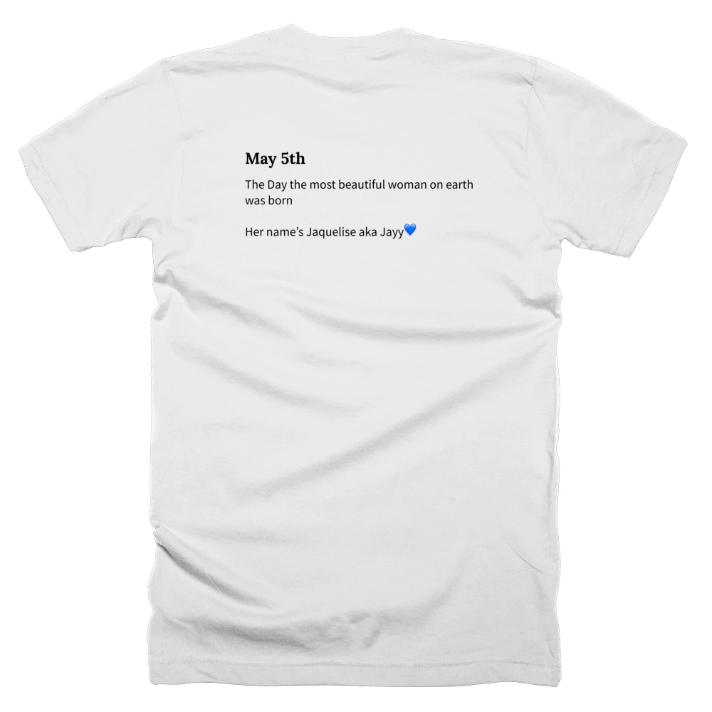 T-shirt with a definition of 'May 5th' printed on the back