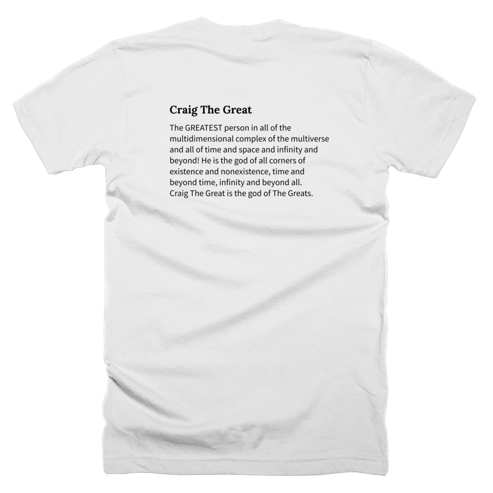 T-shirt with a definition of 'Craig The Great' printed on the back