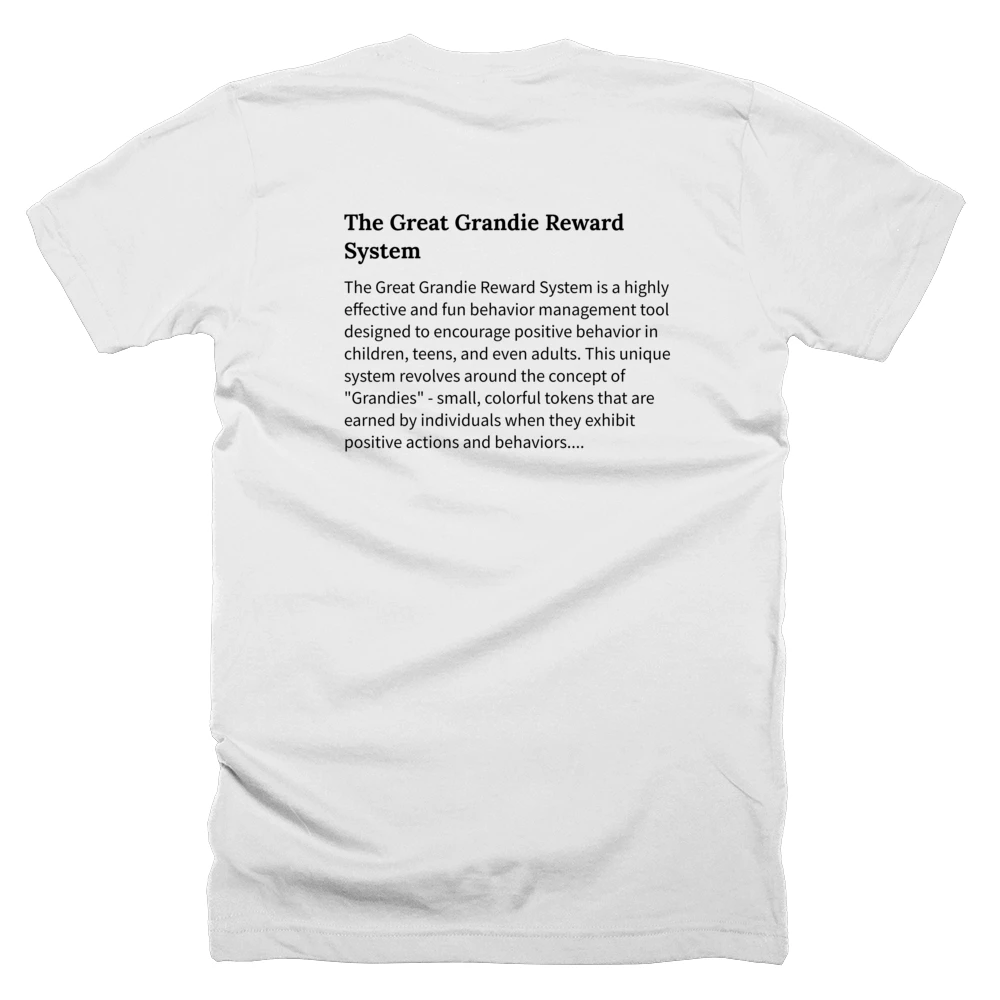 T-shirt with a definition of 'The Great Grandie Reward System' printed on the back
