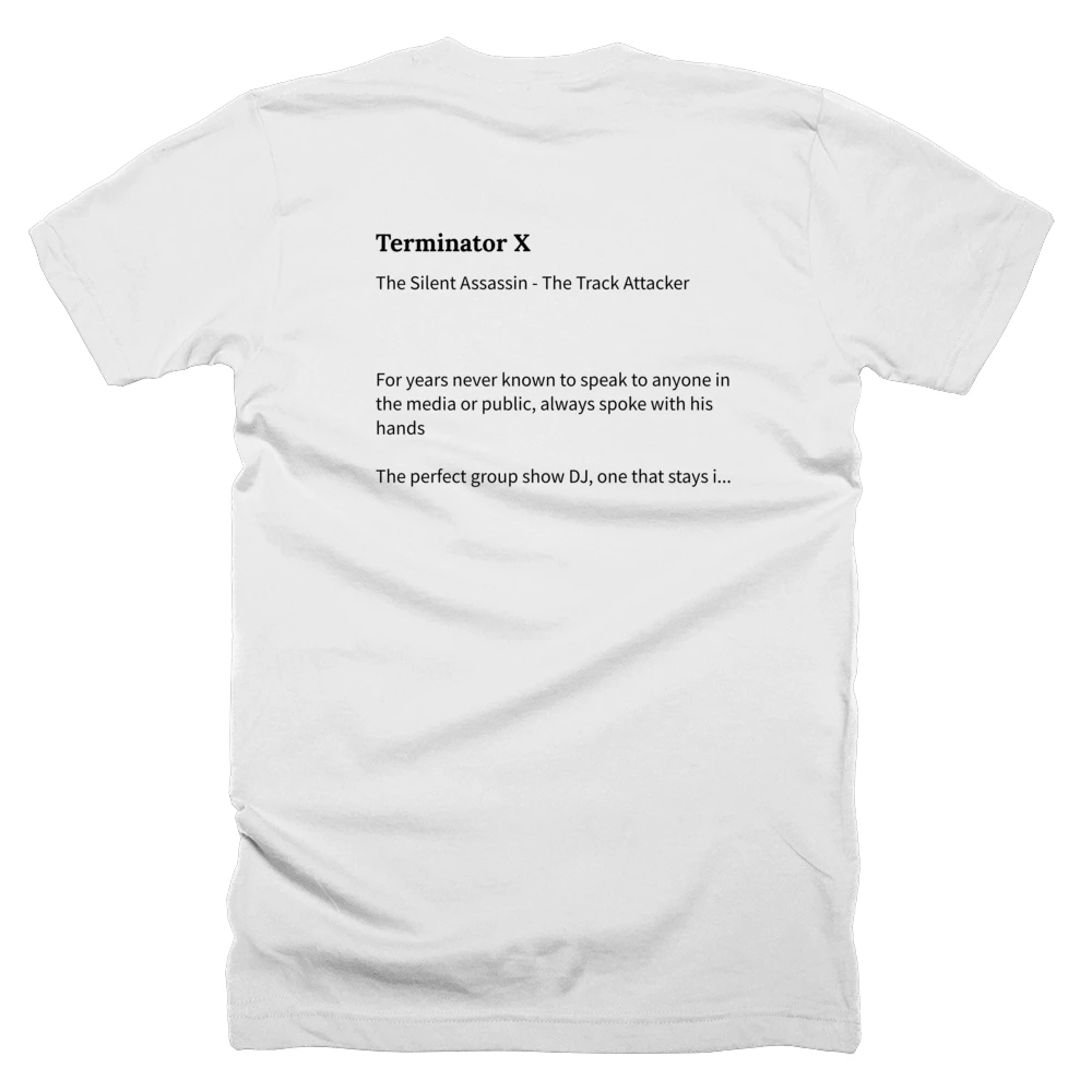 T-shirt with a definition of 'Terminator X' printed on the back