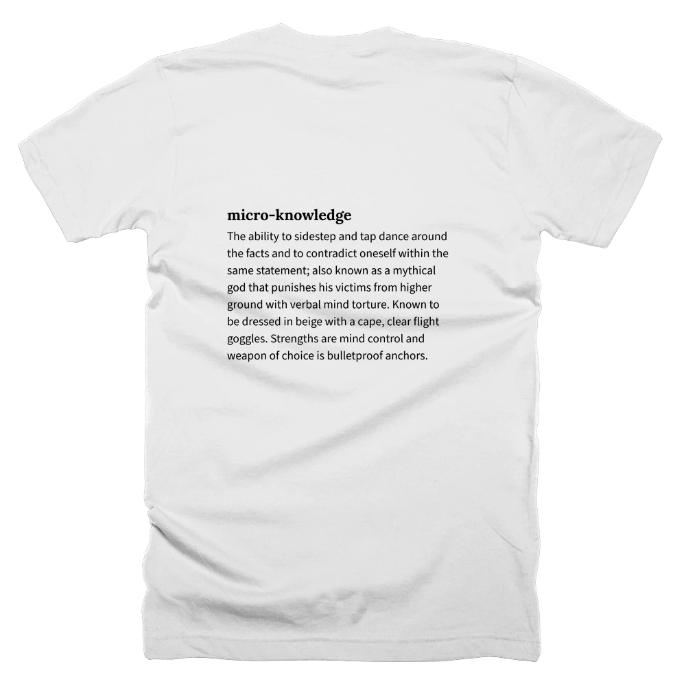 T-shirt with a definition of 'micro-knowledge' printed on the back