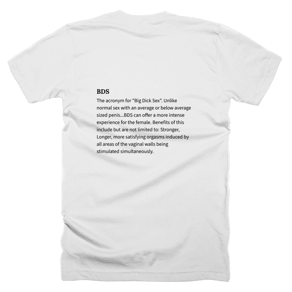 T-shirt with a definition of 'BDS' printed on the back