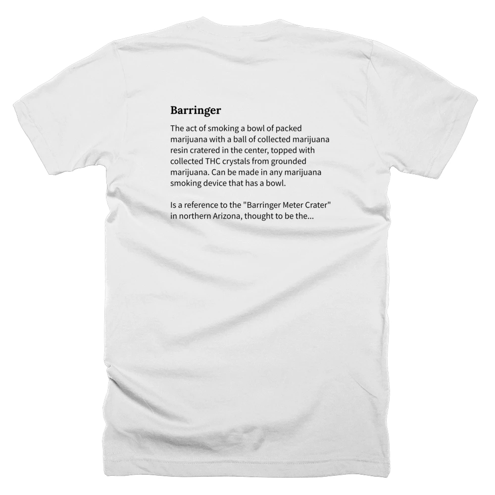 T-shirt with a definition of 'Barringer' printed on the back