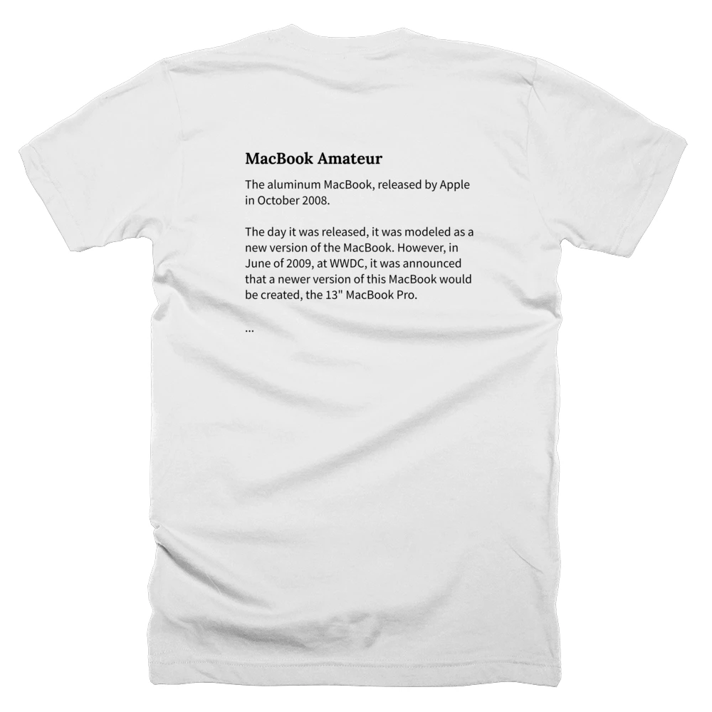 T-shirt with a definition of 'MacBook Amateur' printed on the back