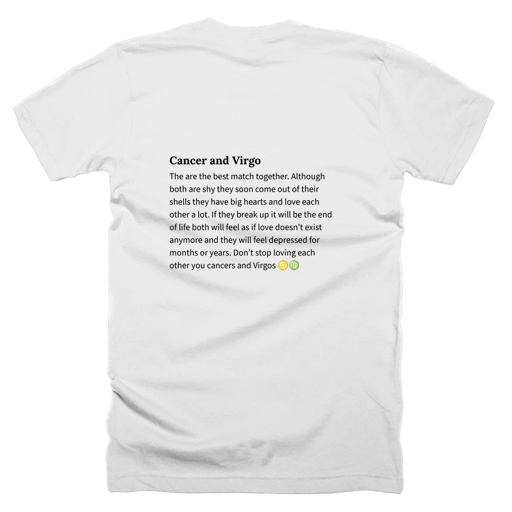 T-shirt with a definition of 'Cancer and Virgo' printed on the back