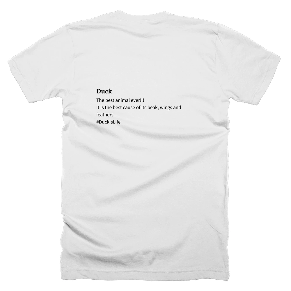 T-shirt with a definition of 'Duck' printed on the back