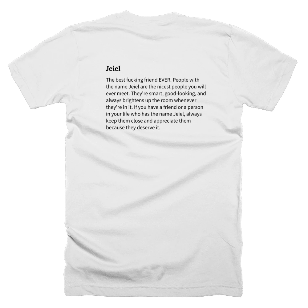 T-shirt with a definition of 'Jeiel' printed on the back