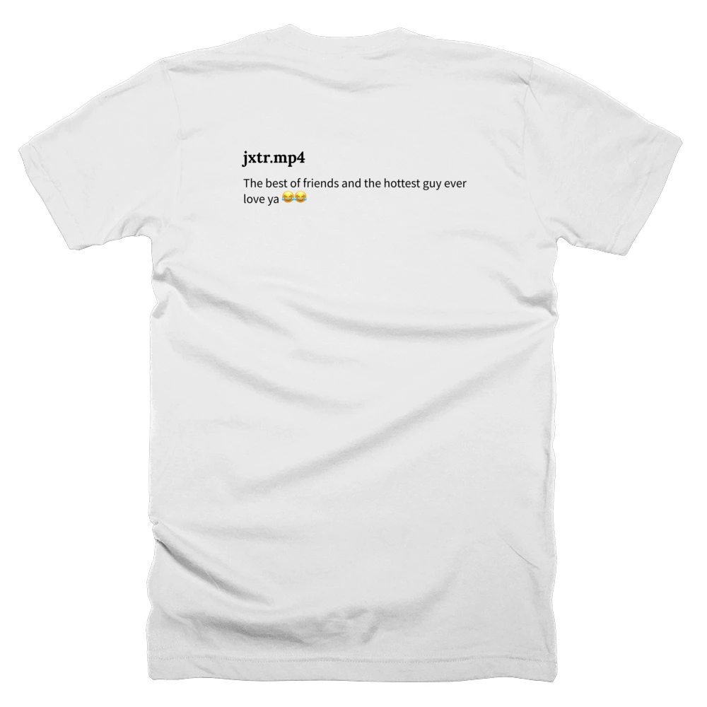 T-shirt with a definition of 'jxtr.mp4' printed on the back