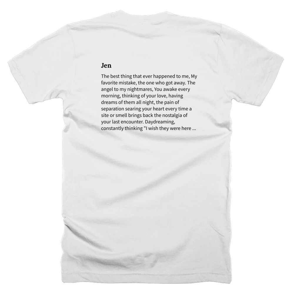 T-shirt with a definition of 'Jen' printed on the back