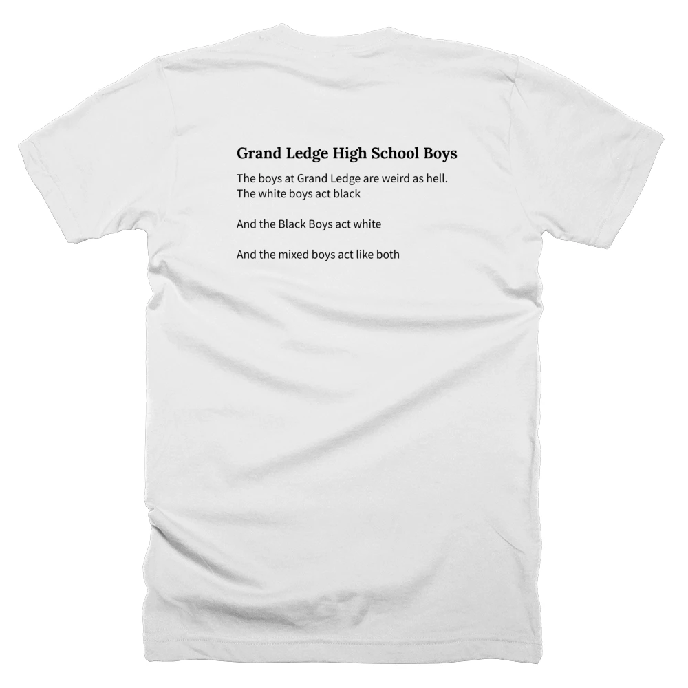 T-shirt with a definition of 'Grand Ledge High School Boys' printed on the back