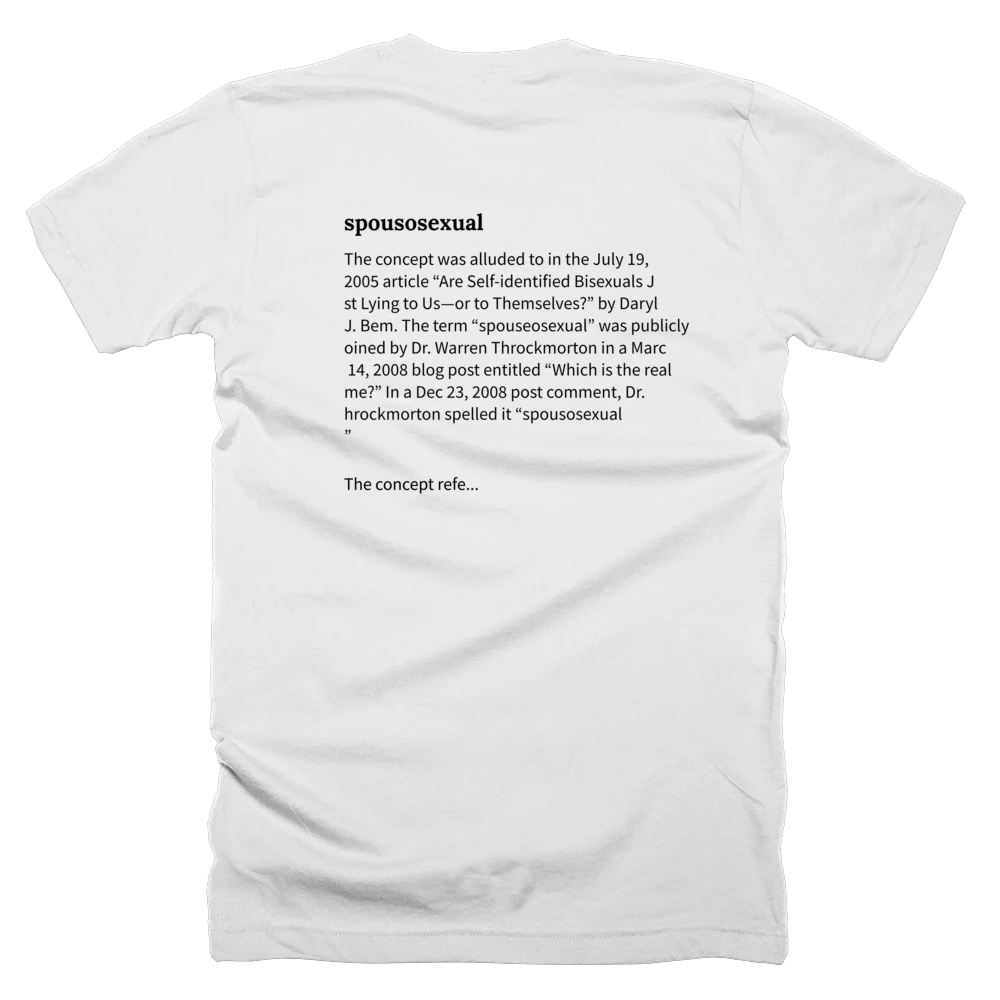 T-shirt with a definition of 'spousosexual' printed on the back