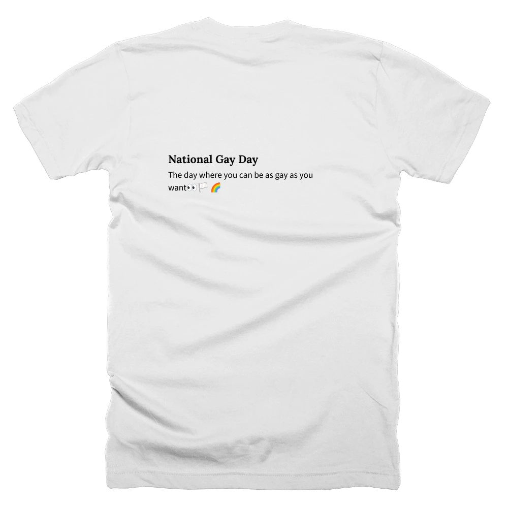 T-shirt with a definition of 'National Gay Day' printed on the back