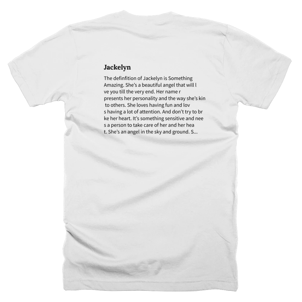 T-shirt with a definition of 'Jackelyn' printed on the back