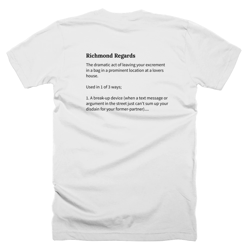 T-shirt with a definition of 'Richmond Regards' printed on the back