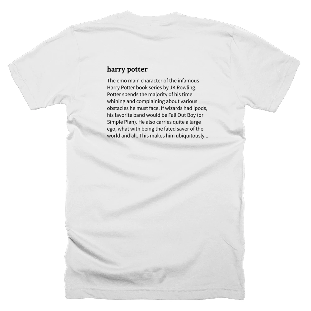 T-shirt with a definition of 'harry potter' printed on the back