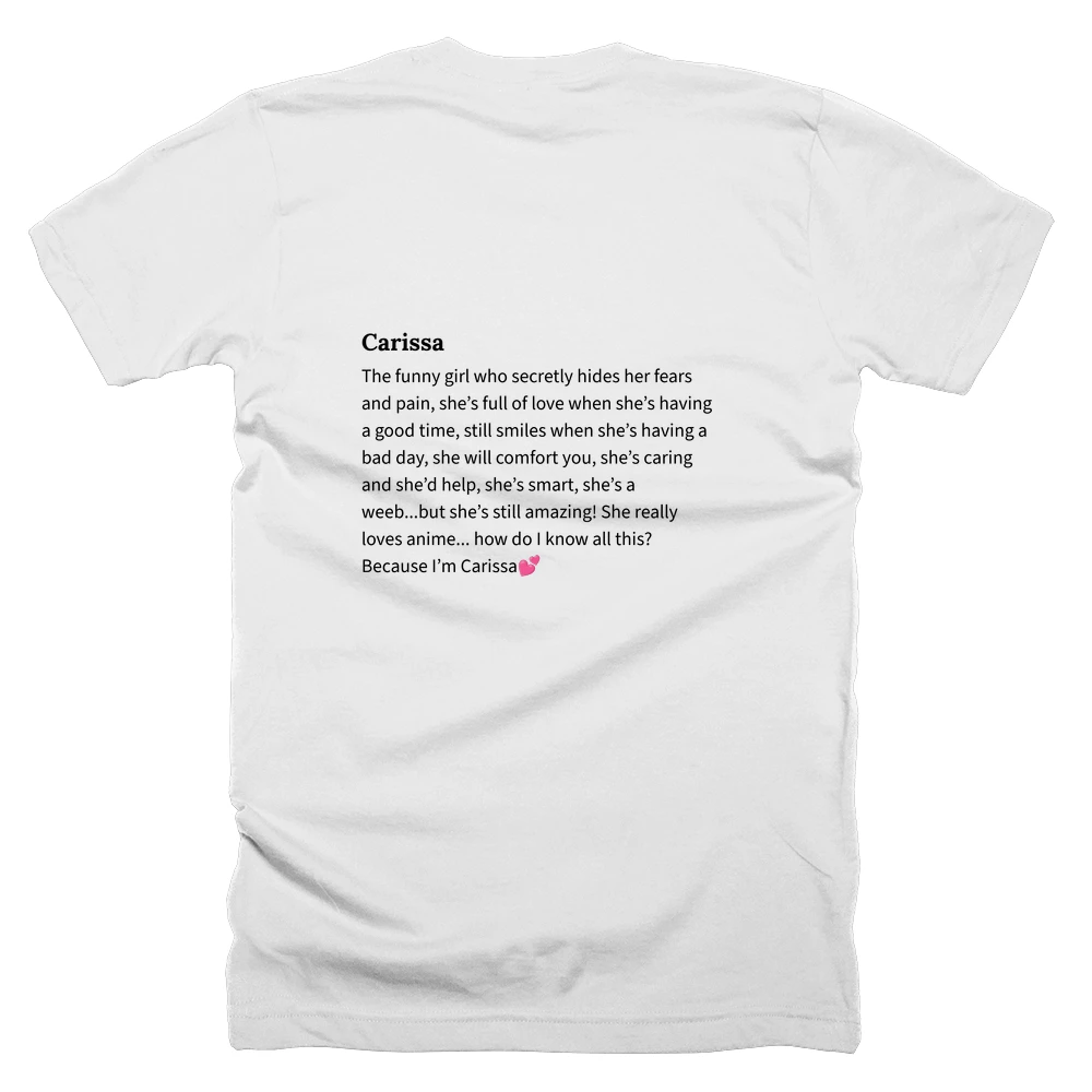 T-shirt with a definition of 'Carissa' printed on the back