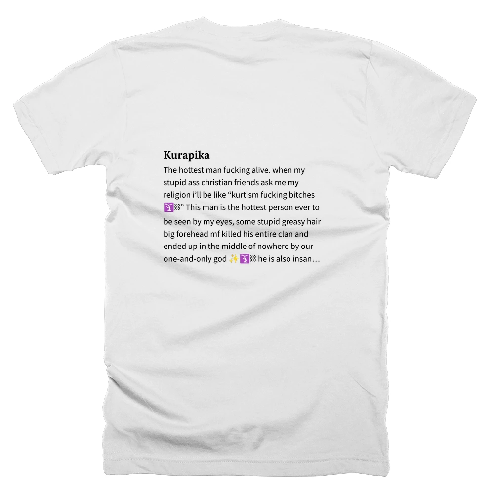 T-shirt with a definition of 'Kurapika' printed on the back