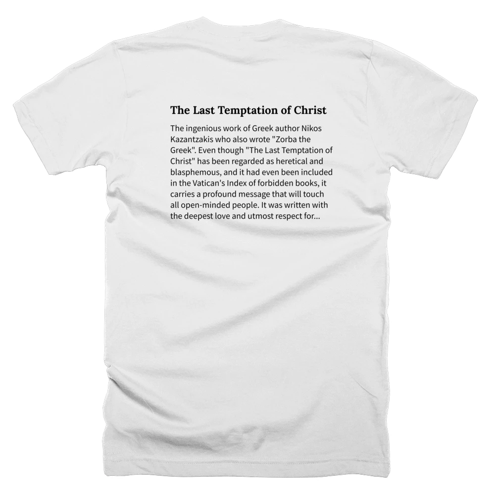 T-shirt with a definition of 'The Last Temptation of Christ' printed on the back