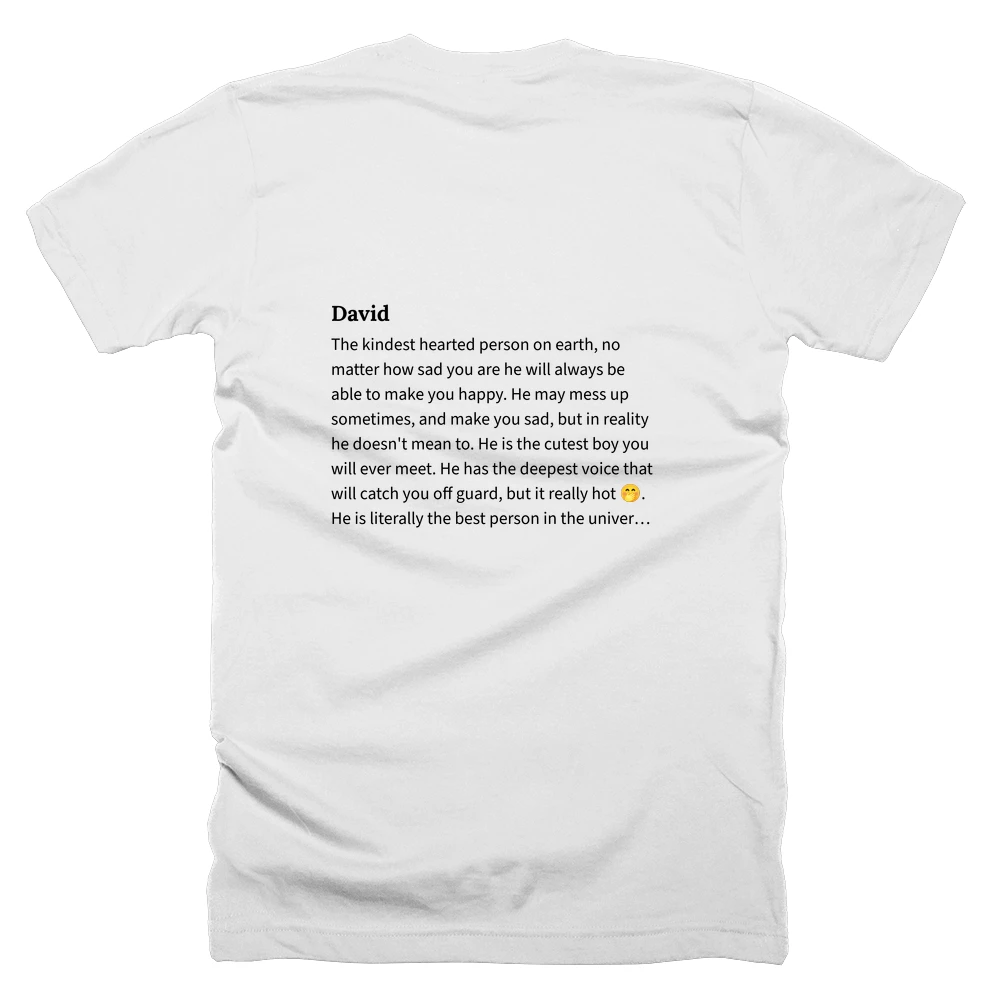 T-shirt with a definition of 'David' printed on the back