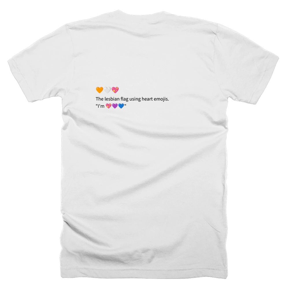 T-shirt with a definition of '🧡🤍💖' printed on the back