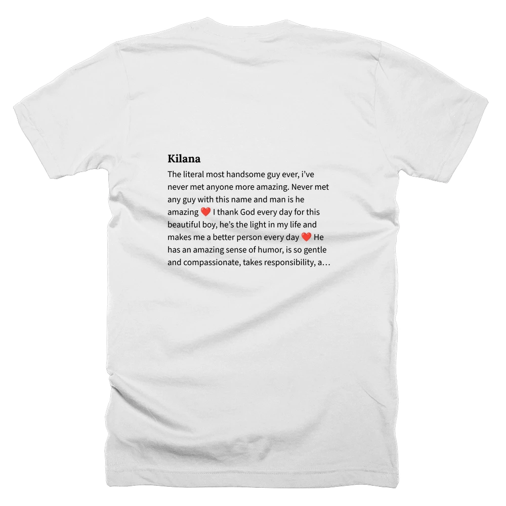 T-shirt with a definition of 'Kilana' printed on the back