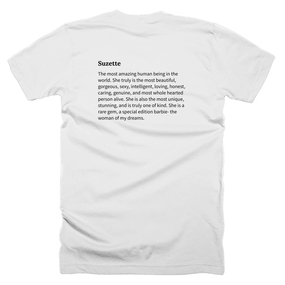T-shirt with a definition of 'Suzette' printed on the back