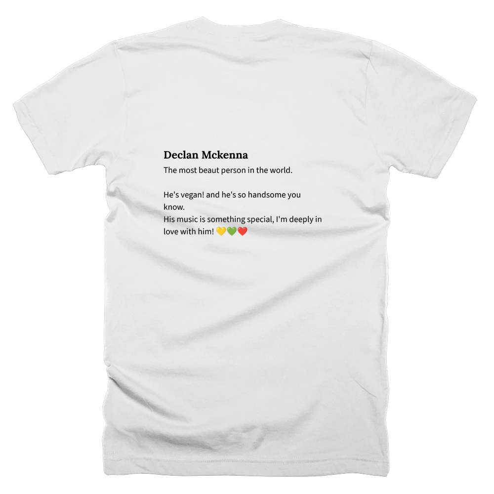 T-shirt with a definition of 'Declan Mckenna' printed on the back