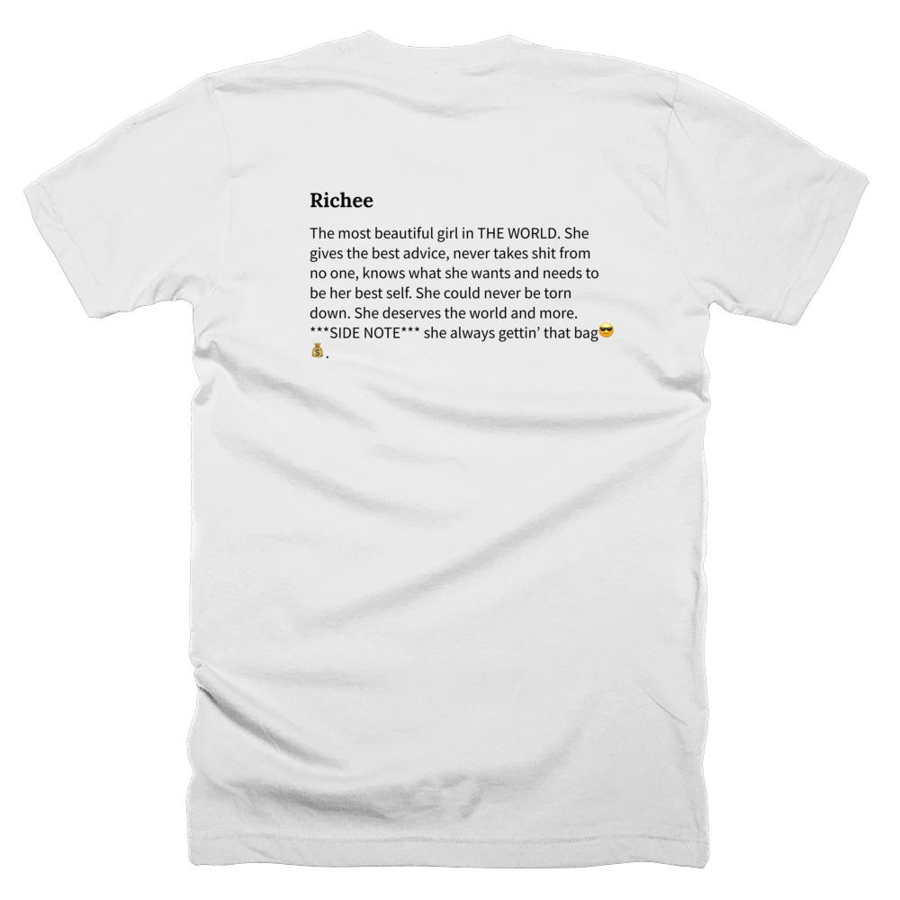 T-shirt with a definition of 'Richee' printed on the back