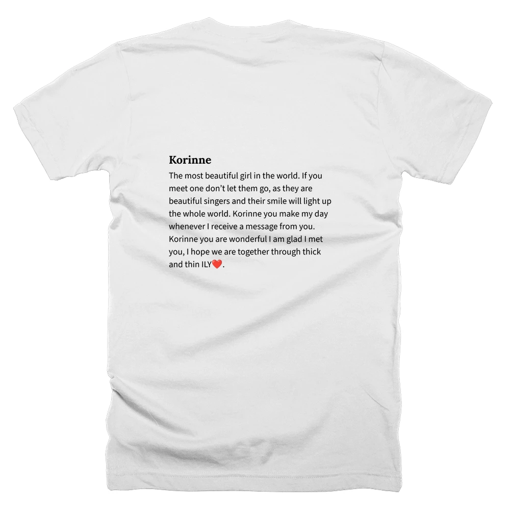 T-shirt with a definition of 'Korinne' printed on the back