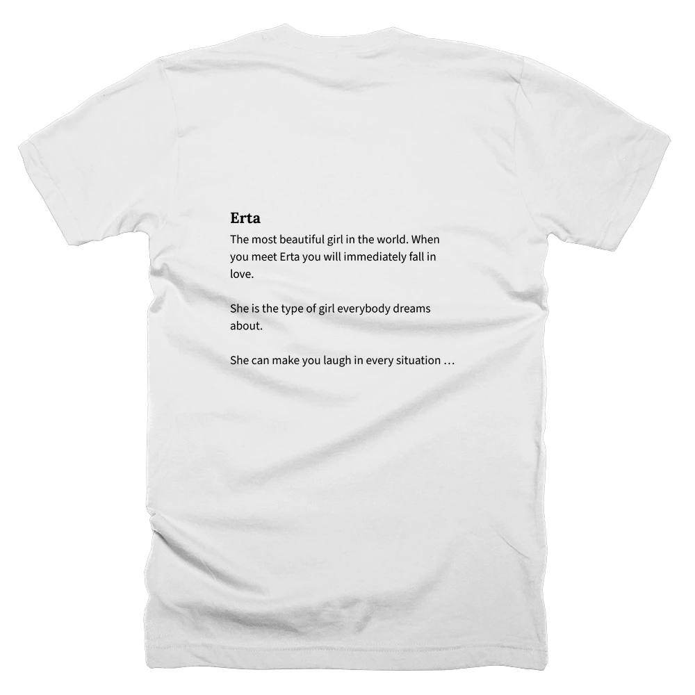 T-shirt with a definition of 'Erta' printed on the back