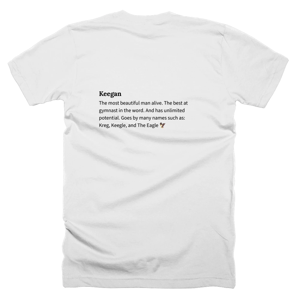 T-shirt with a definition of 'Keegan' printed on the back