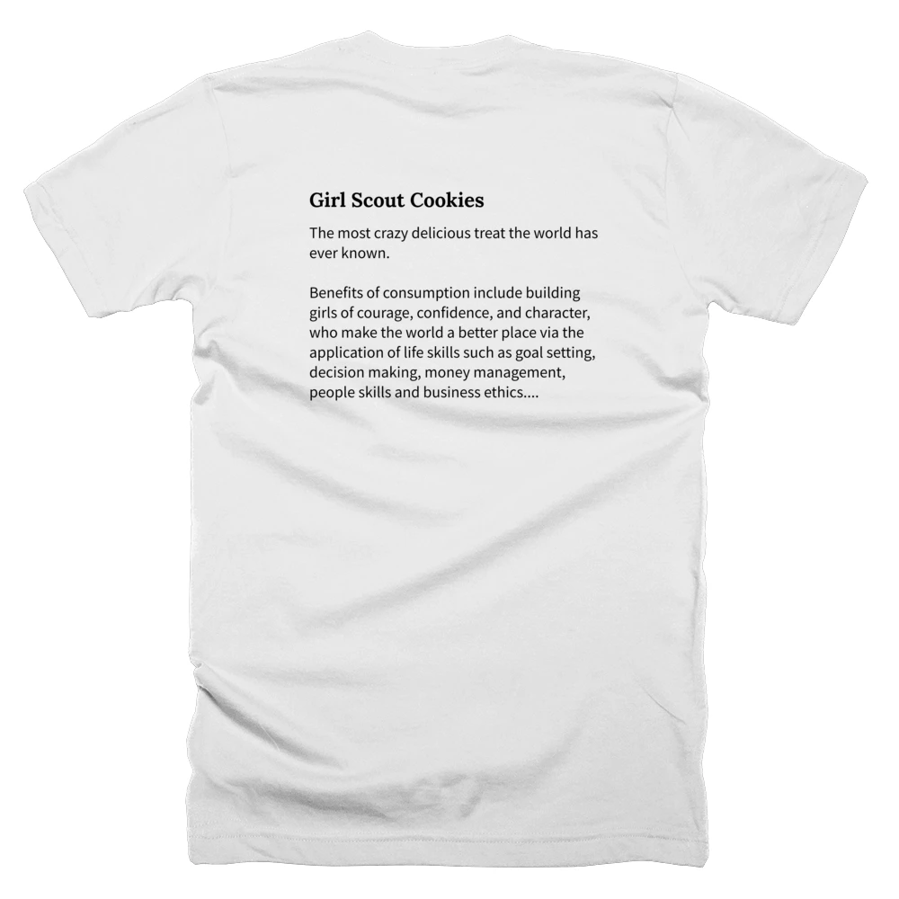 T-shirt with a definition of 'Girl Scout Cookies' printed on the back