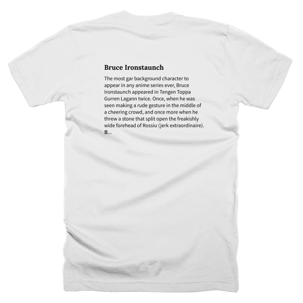 T-shirt with a definition of 'Bruce Ironstaunch' printed on the back