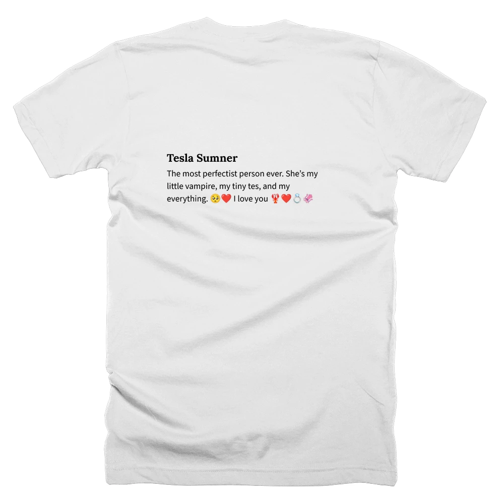 T-shirt with a definition of 'Tesla Sumner' printed on the back