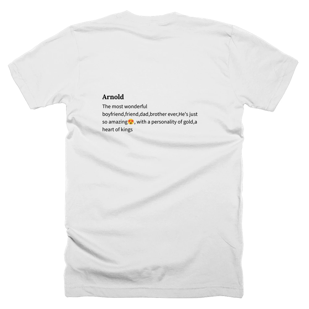 T-shirt with a definition of 'Arnold' printed on the back
