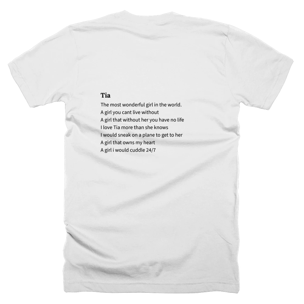 T-shirt with a definition of 'Tia' printed on the back