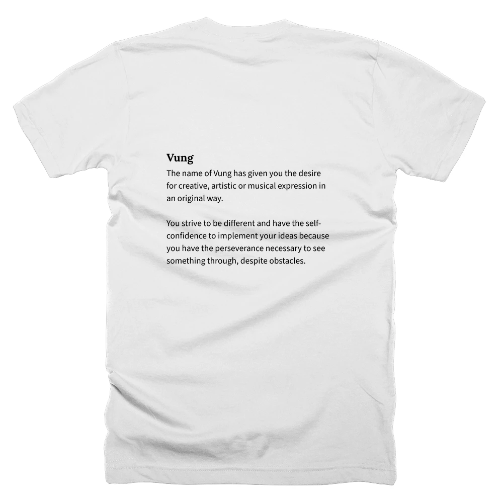 T-shirt with a definition of 'Vung' printed on the back