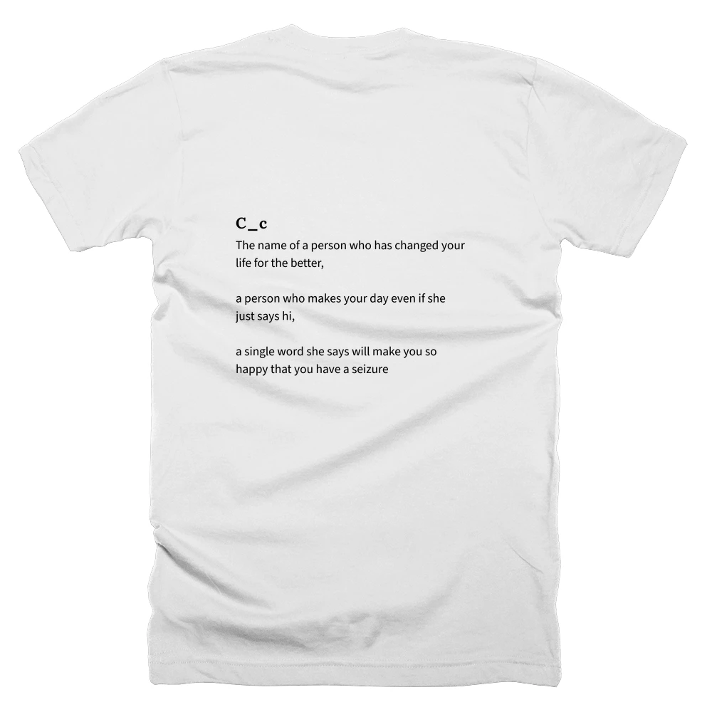 T-shirt with a definition of 'C_c' printed on the back