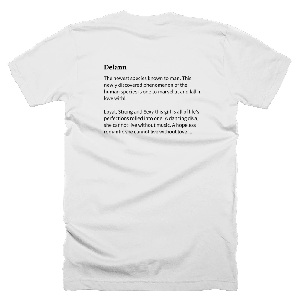 T-shirt with a definition of 'Delann' printed on the back
