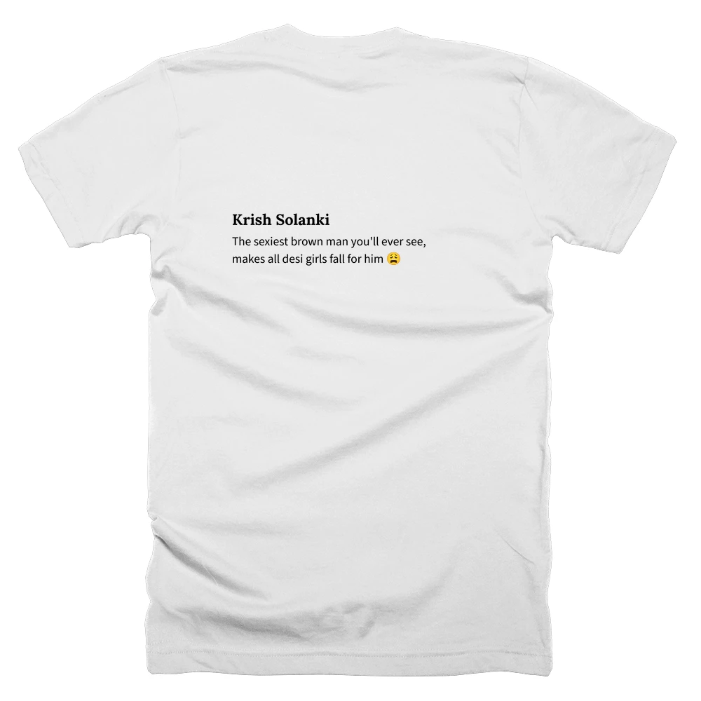T-shirt with a definition of 'Krish Solanki' printed on the back