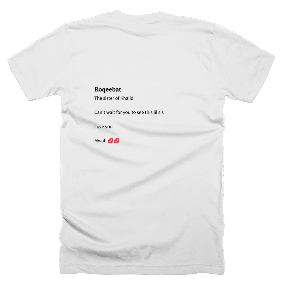 T-shirt with a definition of 'Roqeebat' printed on the back