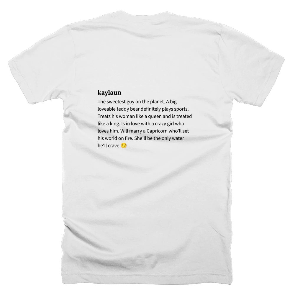 T-shirt with a definition of 'kaylaun' printed on the back