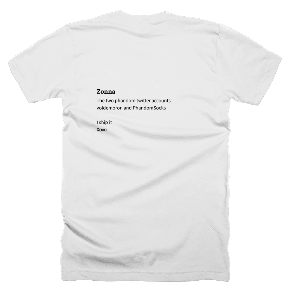 T-shirt with a definition of 'Zonna' printed on the back