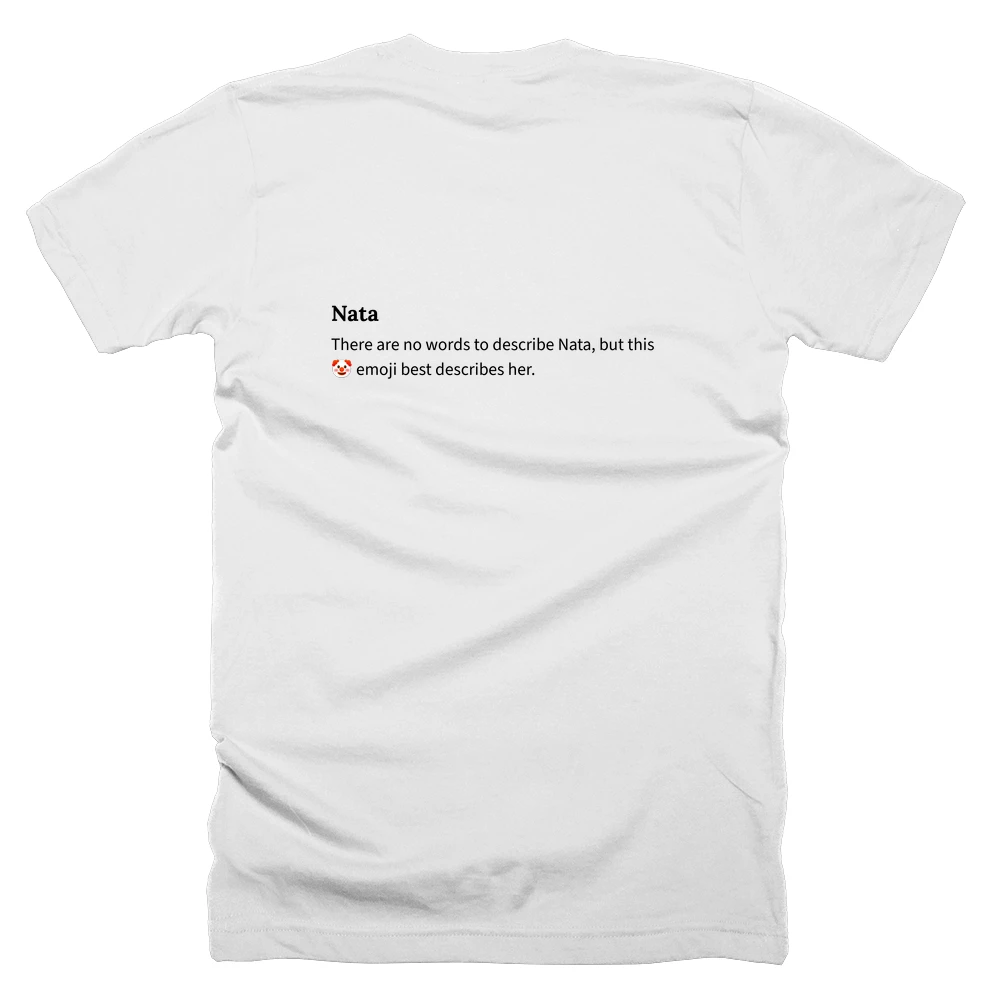 T-shirt with a definition of 'Nata' printed on the back